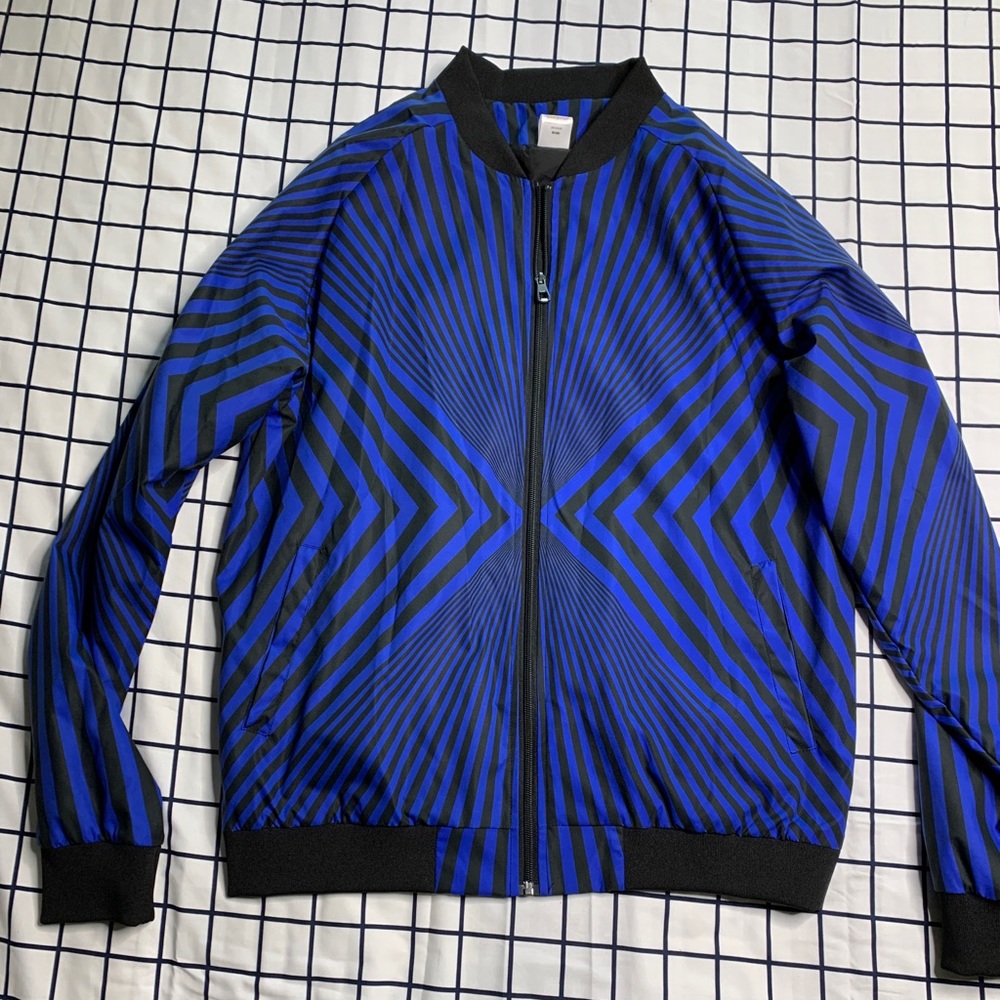 Blue striped bomber jacket